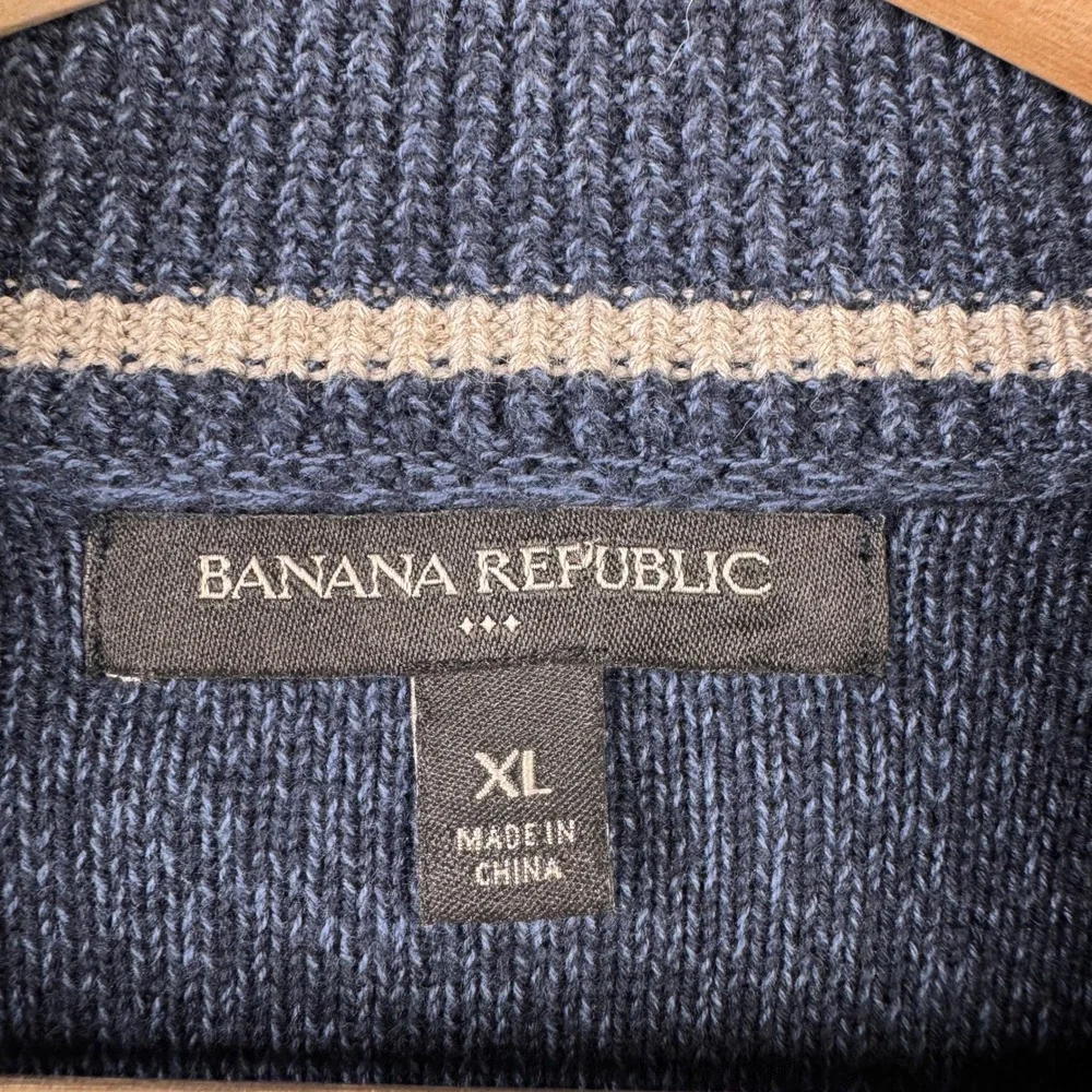 Banana Republic Mens XL Navy Blue Cotton Shawl Grandpa Cardigan Sweater